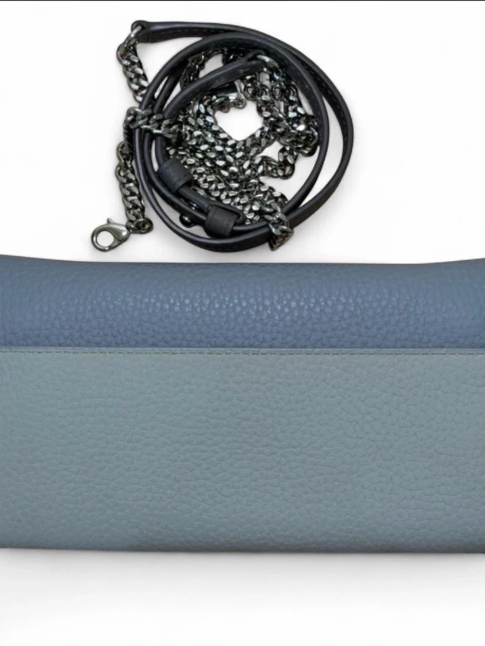 AllSaints Two-Tone Light Blue & Cream Pebbled Leather Envelope Crossbody